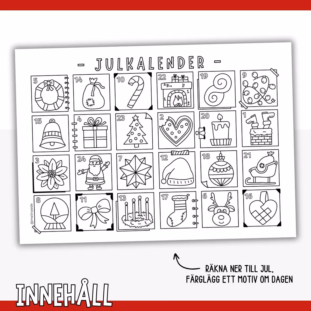 Julkalender - färglägg varje dag