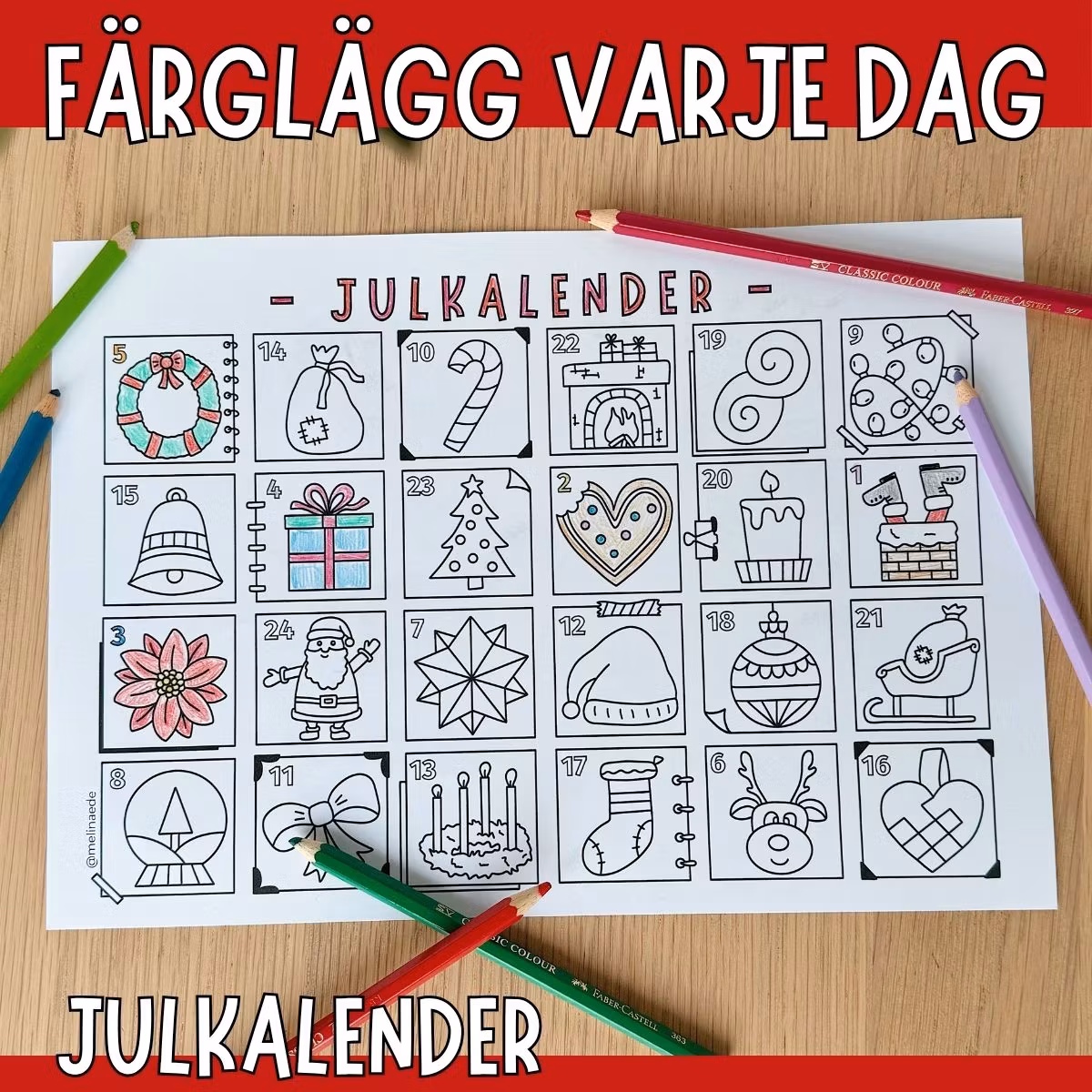 Julkalender - färglägg varje dag