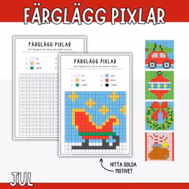 Julpyssel - färglägg pixelbilder