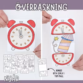 Pyssla in det nya året – klockor att färglägga och vika