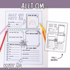 Allt om mitt år- Fyll i och berätta om året som gått