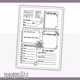 Allt om mitt år- Fyll i och berätta om året som gått