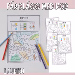 Färglägg med kod: i luften