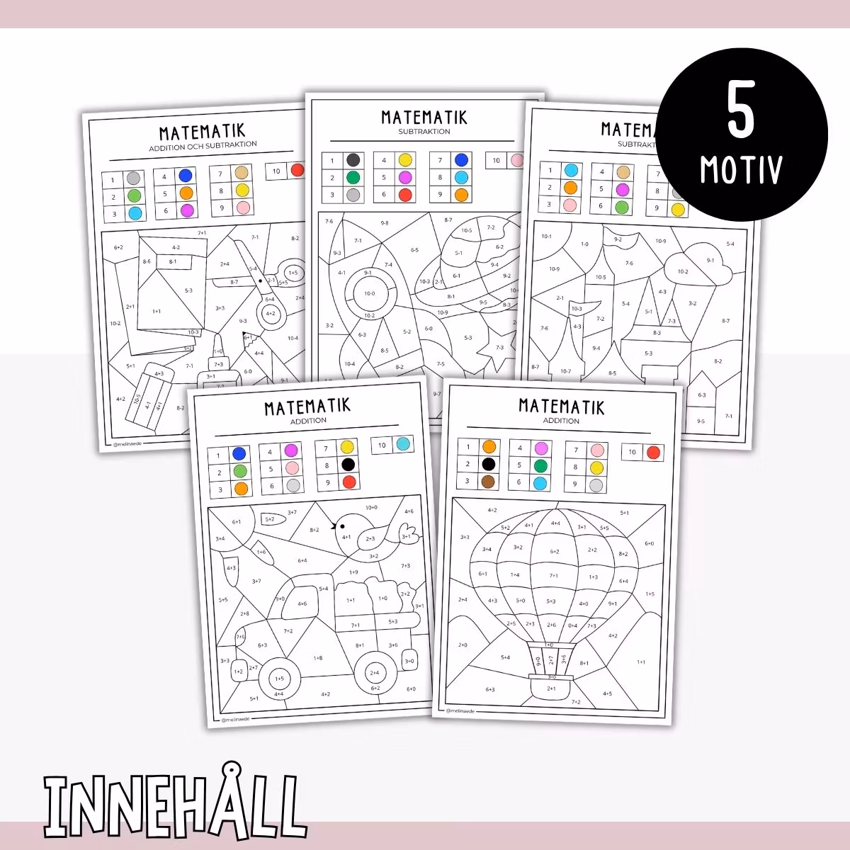 Färglägg med kod: plus och minus