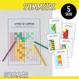 Symmetri - färglägg tema sommar