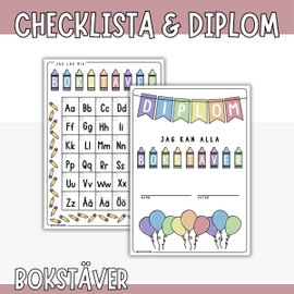 Lära bokstäver - checklista och diplom