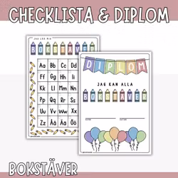 Lära bokstäver - checklista och diplom