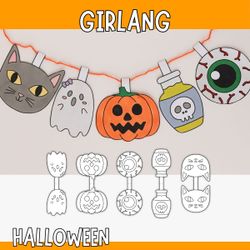 Halloweenpyssel att skriva ut - Girlang