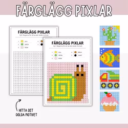 Pixelbilder - färglägg dolda motiv