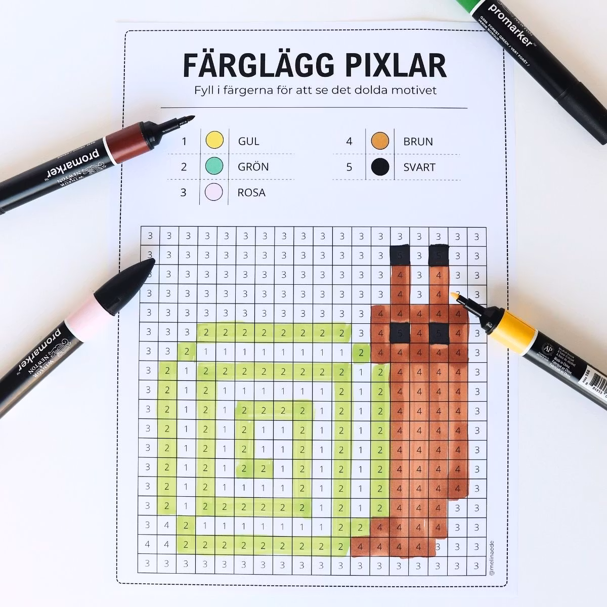 Pixelbilder - färglägg dolda motiv