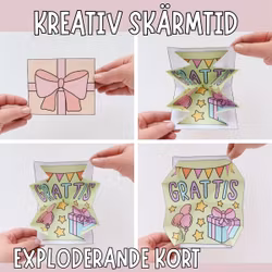 Grattiskort - exploderande kort (mallar + video)