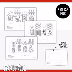 Julpyssel - färglägg och gör hus i 3D