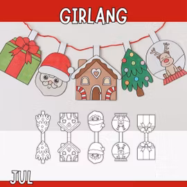 Julpyssel att skriva ut - Girlang