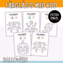 Färglägg med kod - Halloween (extra enkel)