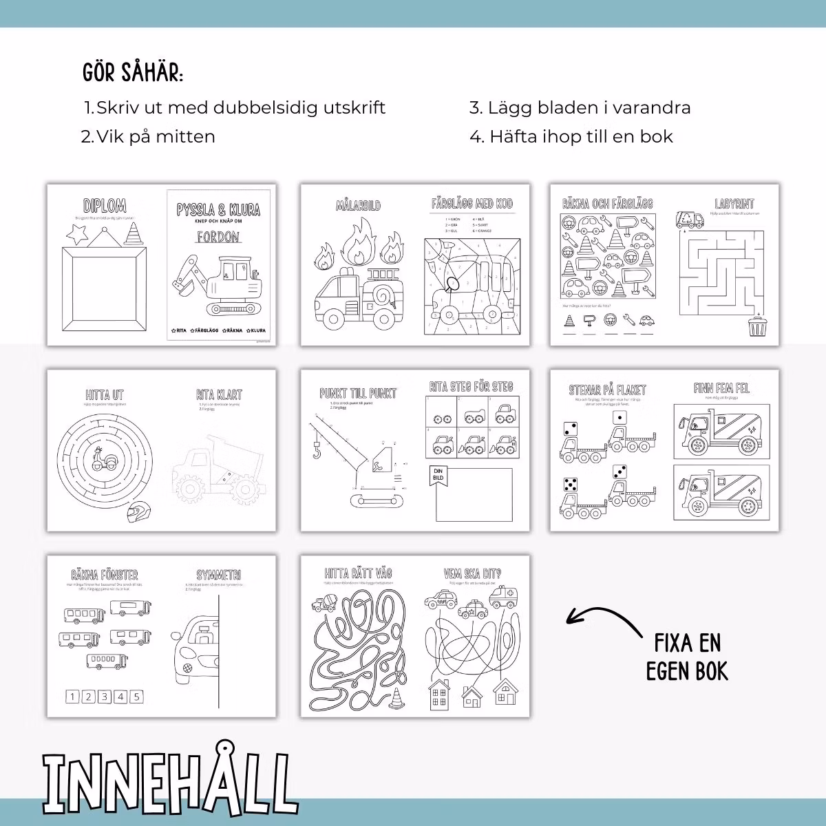 Fordon - pyssla och klura