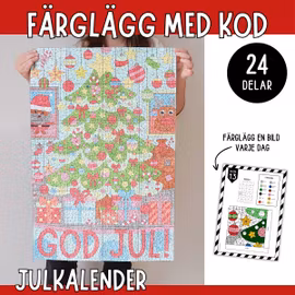 Julkalender för barn - Färglägg med kod