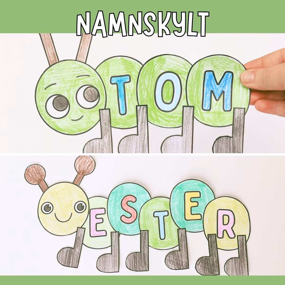 Pyssel - larv som namnskylt