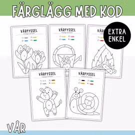 Färglägg med kod - vår (extra enkel)