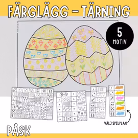 Färglägg med tärning - Påsk