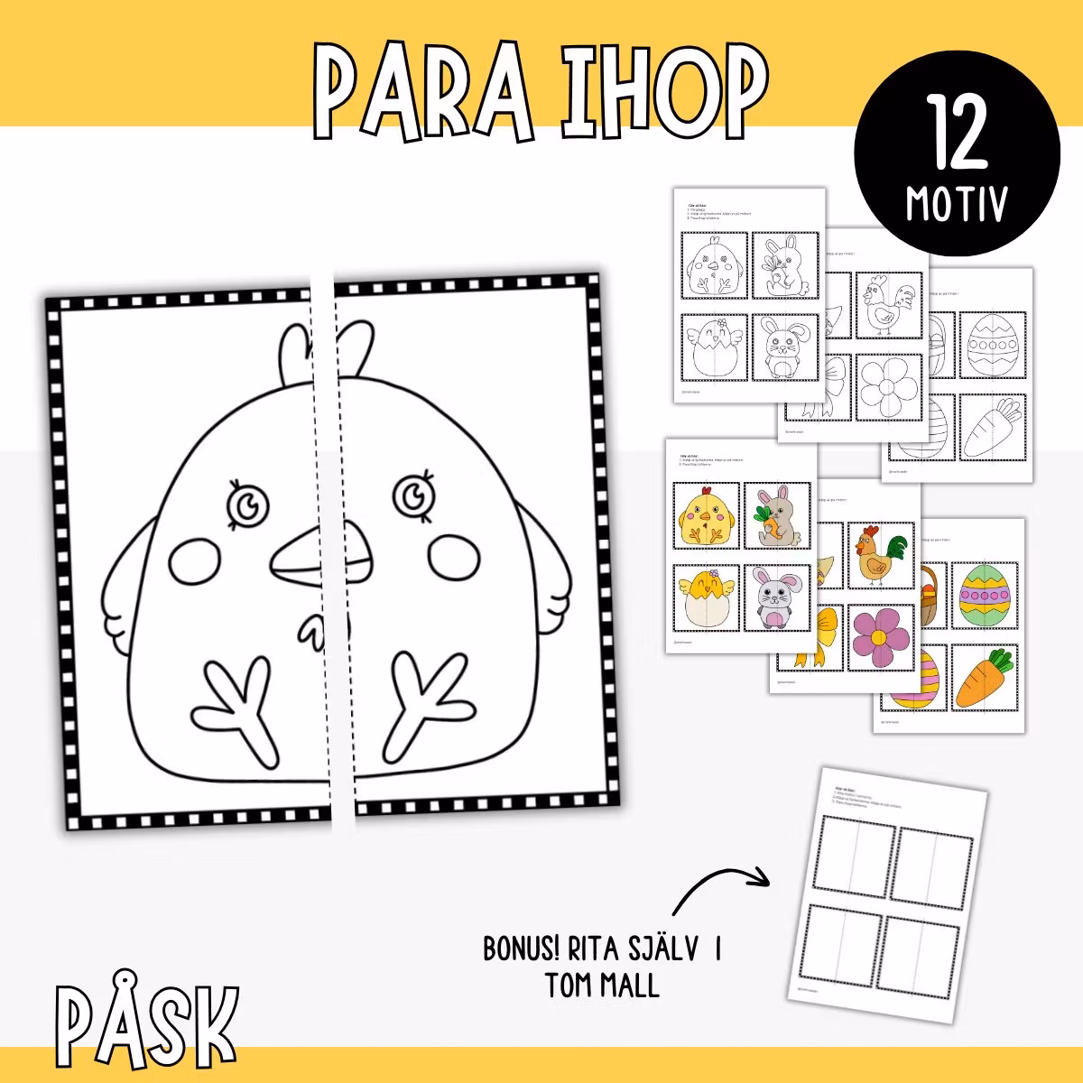 Para ihop påskmotiv – matchningsspel för barn