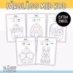 Färglägg med kod - påsk (extra enkel)