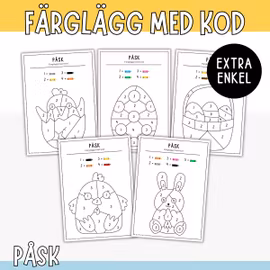 Färglägg med kod - påsk (extra enkel)