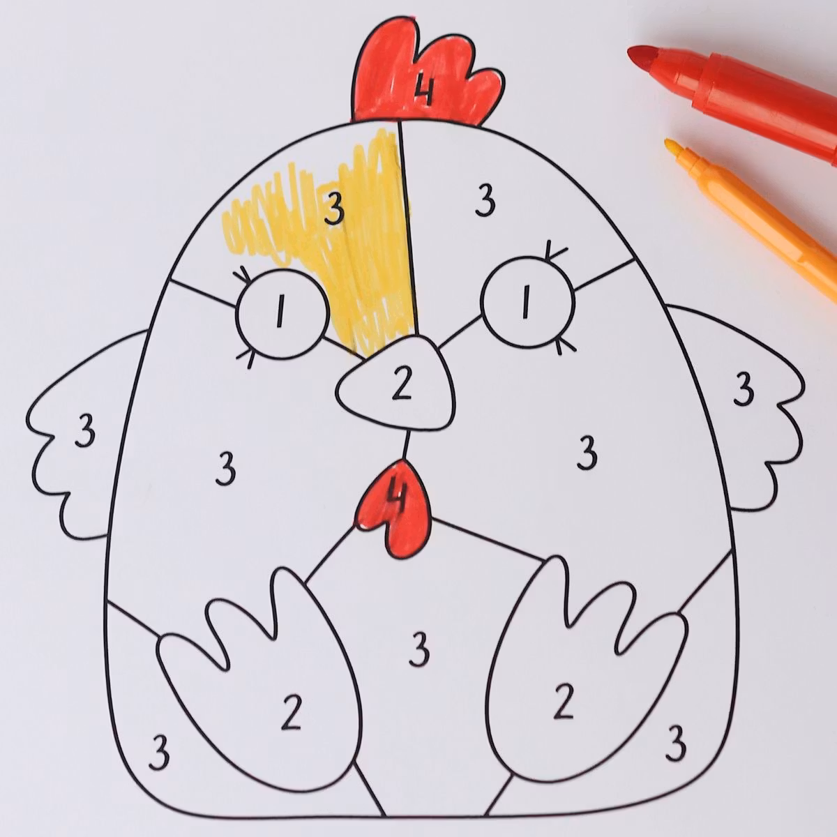 Färglägg med kod - påsk (extra enkel)