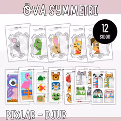 Öva symmetri - Pixelbilder tema djur