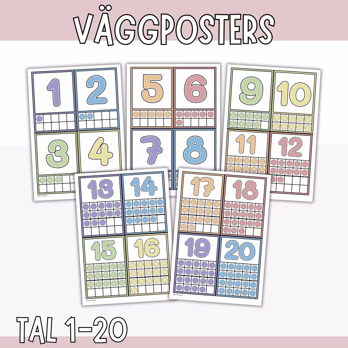 Små väggposters - Tal 1-20