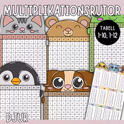 Multiplikationsrutor (djur) - Tabell 1-10 och 1-12