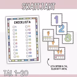 Skattjakt - Tal 1-20 (leta och öva)