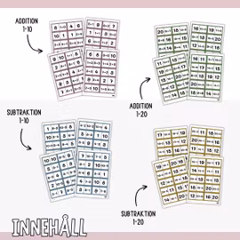 Matte-domino - Addition och subtraktion 1-20 (4 spel)