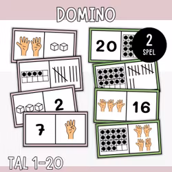 Domino tal 1-20 - Matcha antal (2 spel)
