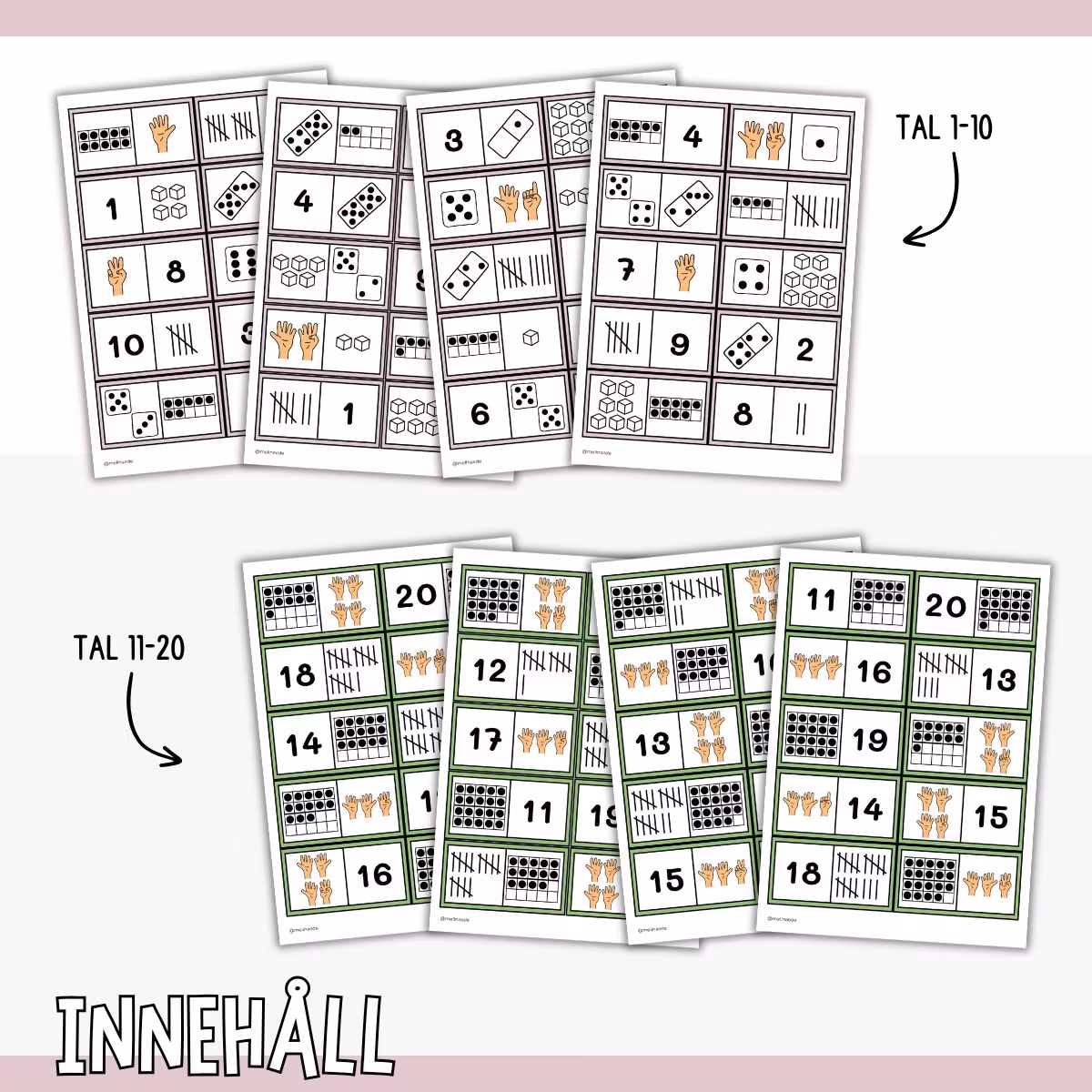 Domino tal 1-20 - Matcha antal (2 spel)