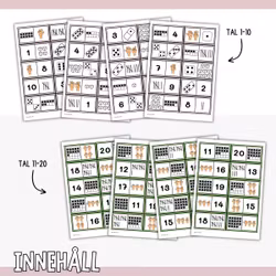 Domino tal 1-20 - Matcha antal (2 spel)