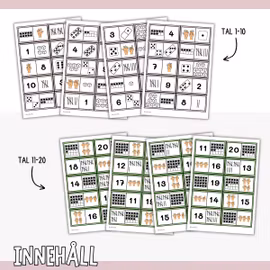 Domino tal 1-20 - Matcha antal (2 spel)