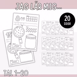Jag lär mig siffror och tal (1-20) - Arbetsblad för barn