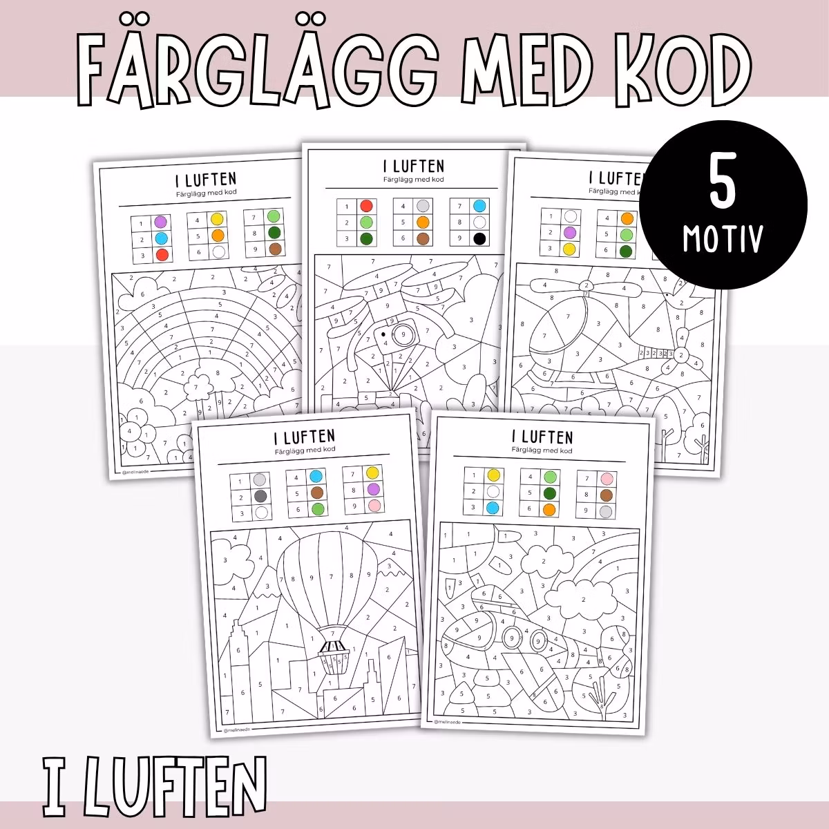 Färglägg med kod - I luften
