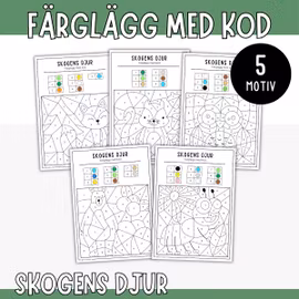 Färglägg med kod - Skogens djur