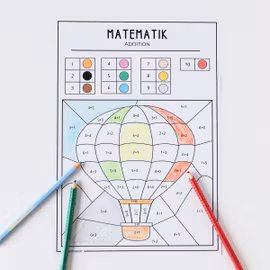 Färglägg med kod - Plus och minus (talområde 0-10)