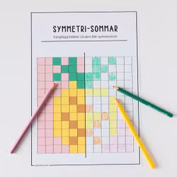 Symmetri - färglägg tema sommar