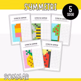 Symmetri - färglägg tema sommar