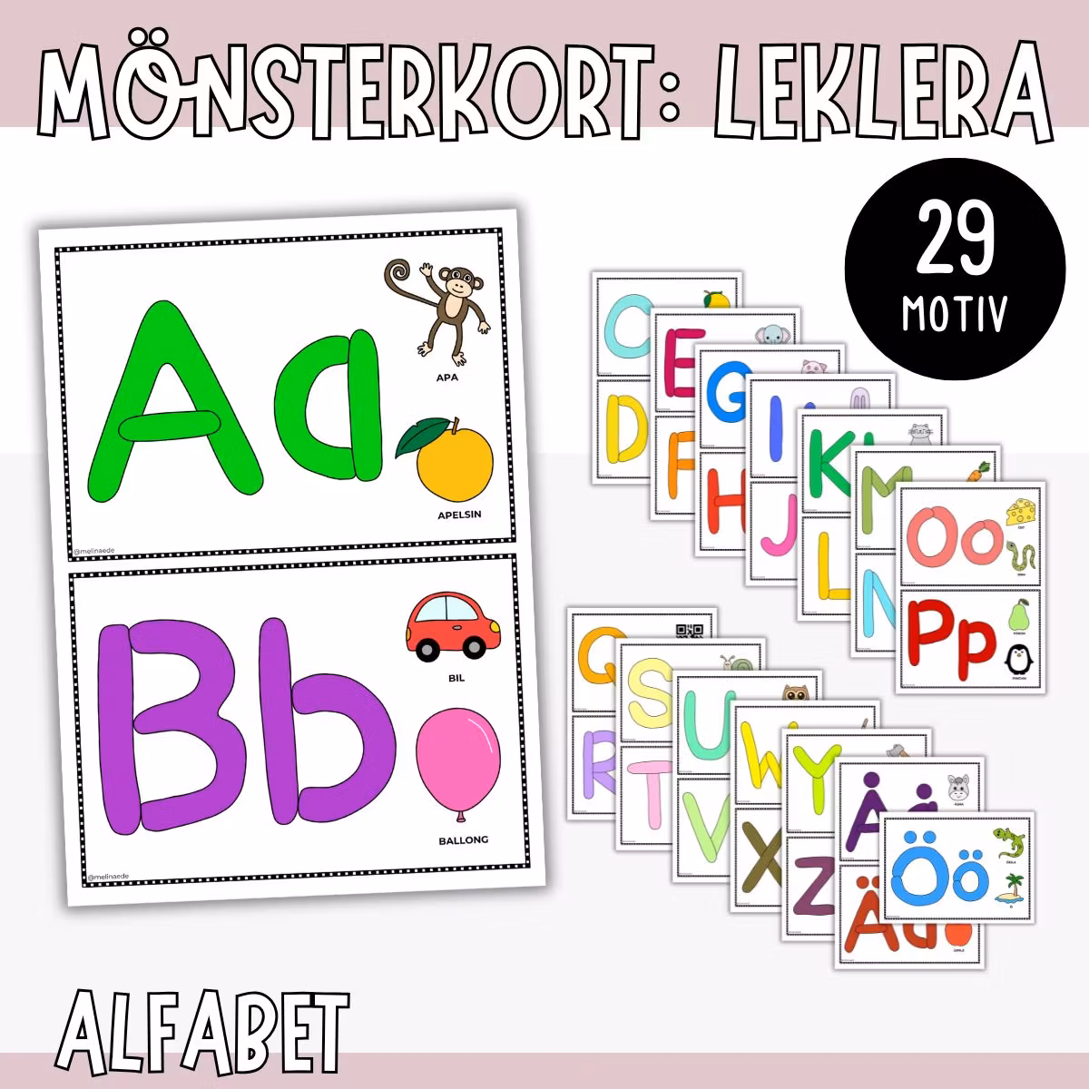 Kort med alfabetet - leklera
