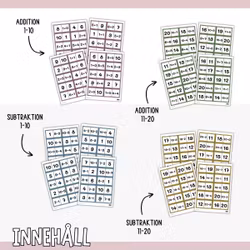 Matte-domino - Addition och subtraktion 1-20 (4 spel)