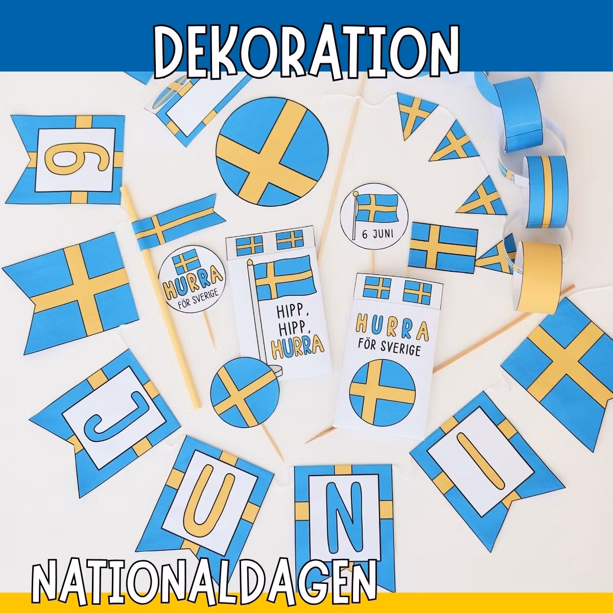 Sveriges nationaldag - Dekorationer att skriva ut (6 juni)