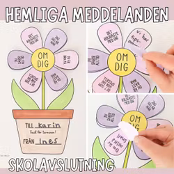 Skolavslutning blomma - Kort till lärare med hemliga meddelanden