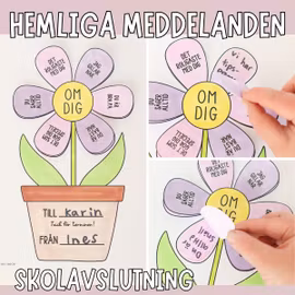 Skolavslutning blomma - Kort till lärare med hemliga meddelanden