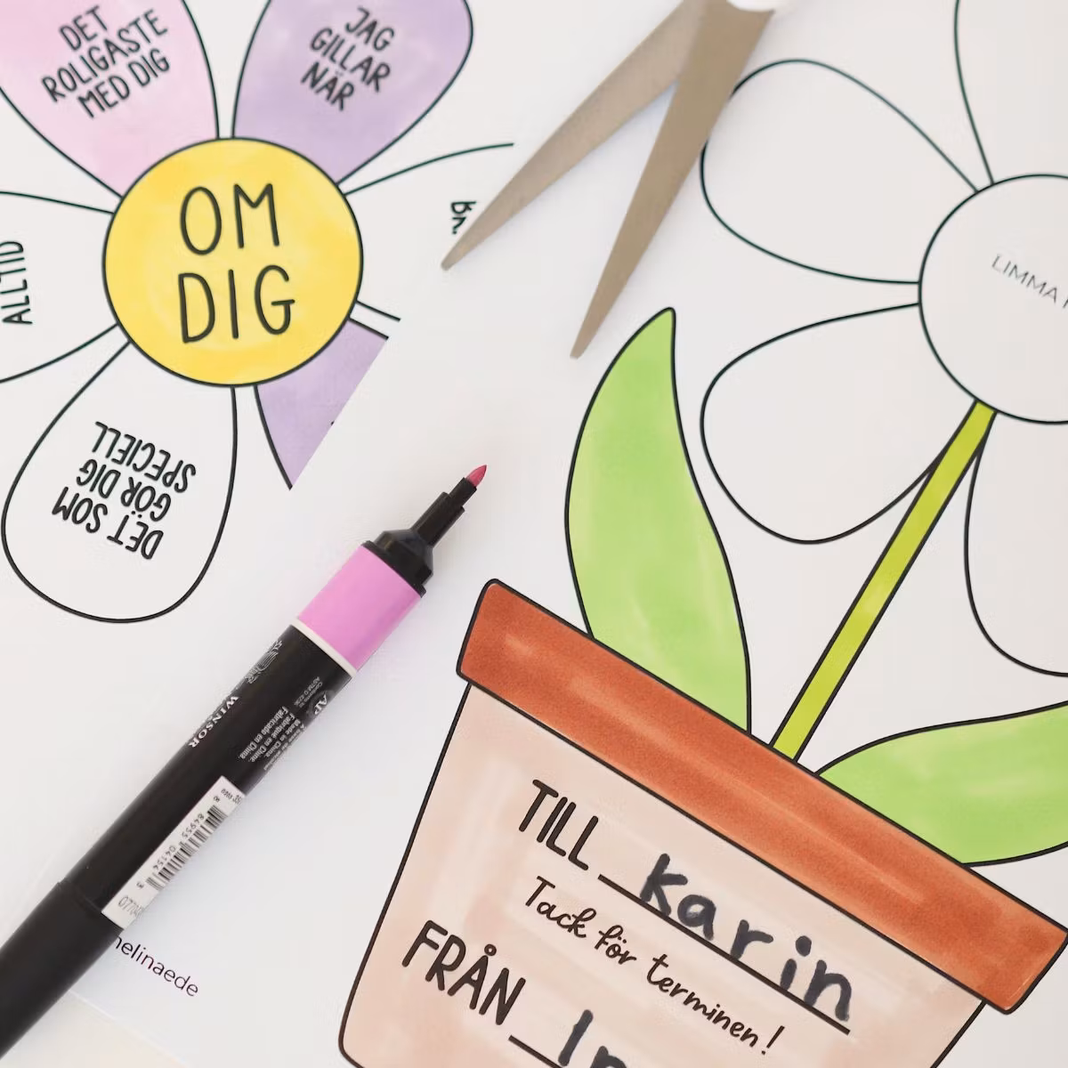 Skolavslutning blomma - Kort till lärare med hemliga meddelanden