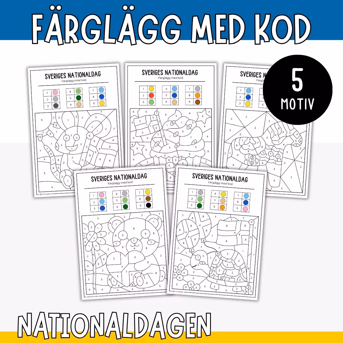 Färglägg med kod - Sveriges nationaldag