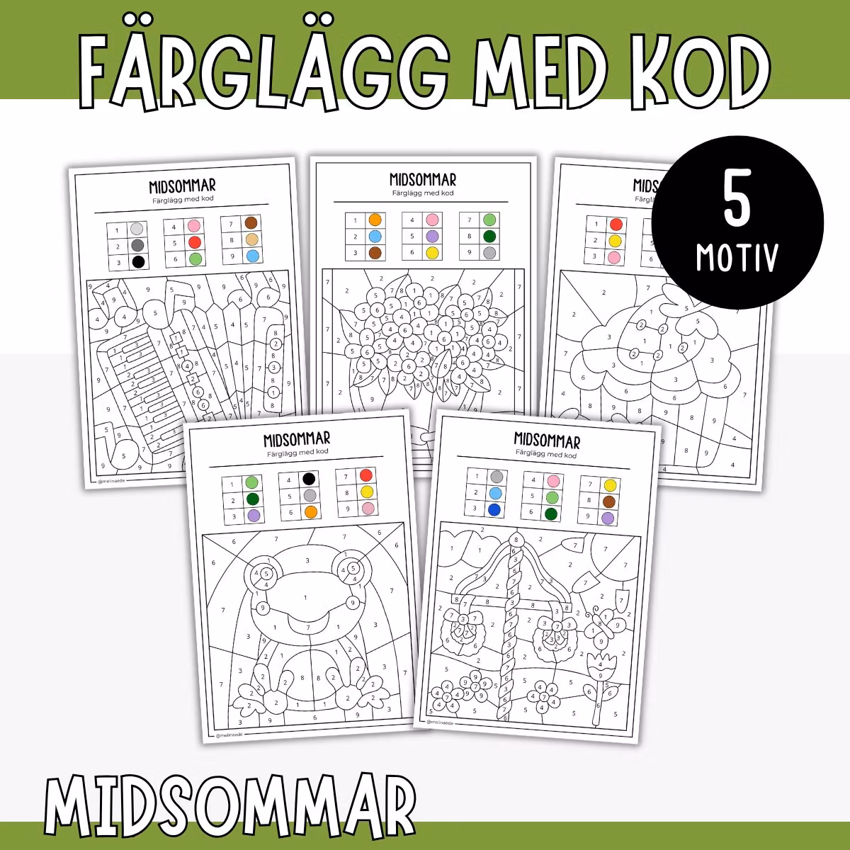 Färglägg med kod - Midsommar